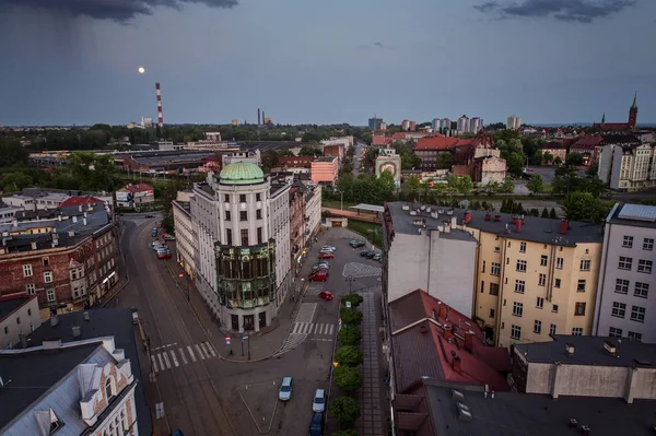 Aerial Drone View Zabrze City Dusk Zabrze Silesia Poland — Stock Photo, Image