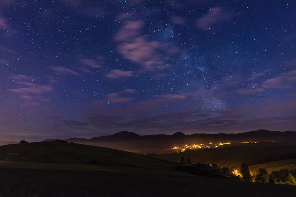 Bella Notte Stellata Nelle Montagne Polacche Dei Tatra Grywald Polonia — Foto Stock