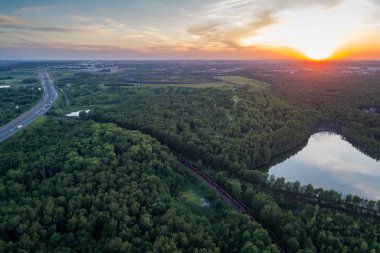 A4 otoyolu ile Silesia havadan görünümü. Zabrze, Silesia, Polonya