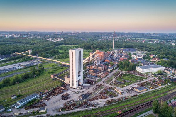 Aerial view on coal mine. Zabrze, Silesia, Poland