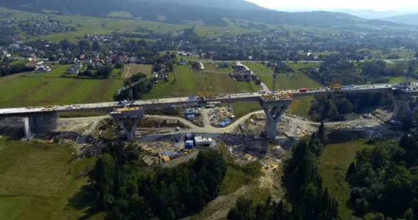 Letecká Dron Pohled Dálnici Výstavbě Stavba Viaduktu Státní Silnici Číslo — Stock video