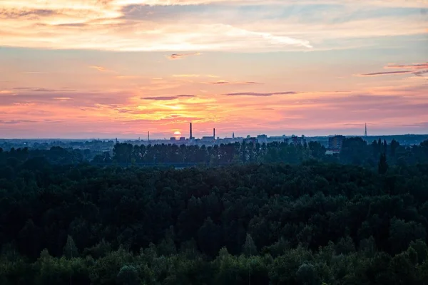 Sunset Industrial Zone Gliwice Silesia Poland — Stock Photo, Image
