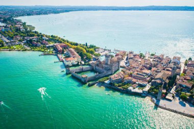 Aerial view on Sirmione city in Italy, Lombardy clipart