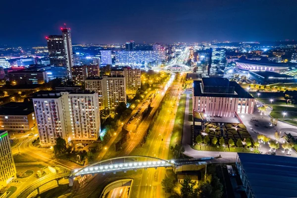 Vista Aérea Drone Centro Cidade Katowice Katowice Silésia Polónia — Fotografia de Stock