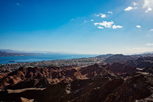 Bellezza Vista Eilat Mar Rosso Dalla Montagna Eilat Israele — Foto Stock