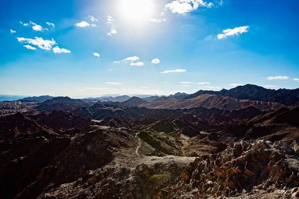 从山上看埃拉特和红海的美景 以色列埃拉特 — 图库照片
