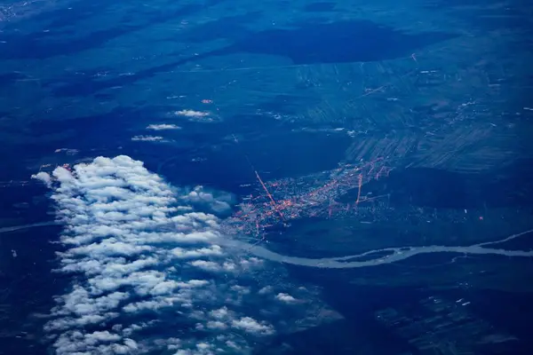 Luftaufnahme Der Gora Kalwaria Der Abenddämmerung Weichsel Fluss Über Ansicht — Stockfoto