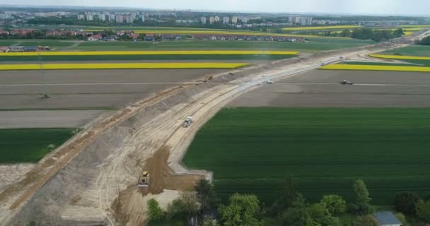 Drone Video Stavbě Silnic Pozemních Pracích — Stock video