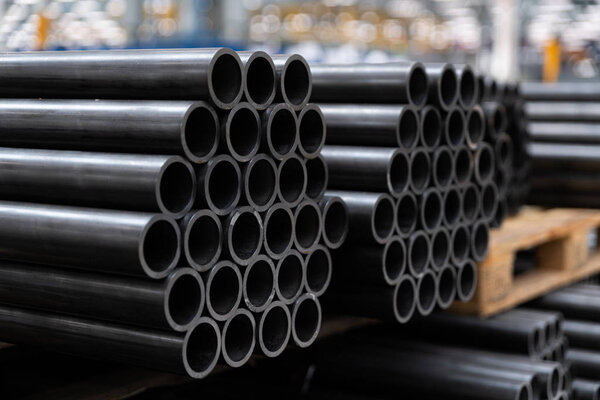 Black steel pipes on the stack