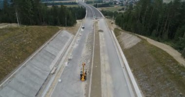 Yol ve viyadükt inşaat drone hava video