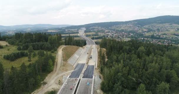 Drone Video Aéreo Construcción Carreteras Viaductos — Vídeo de stock