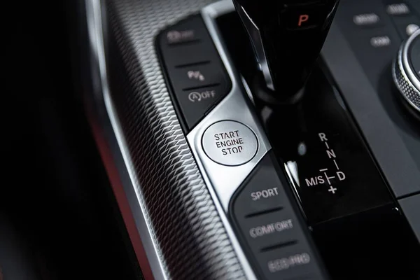 Start and stop engine push button. Modern car — Stock Photo, Image