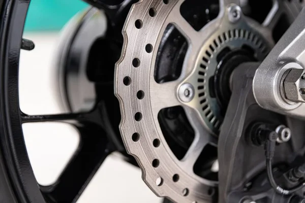 Motorcycle metal disk brake. Modern motorbike braking — Stock Photo, Image