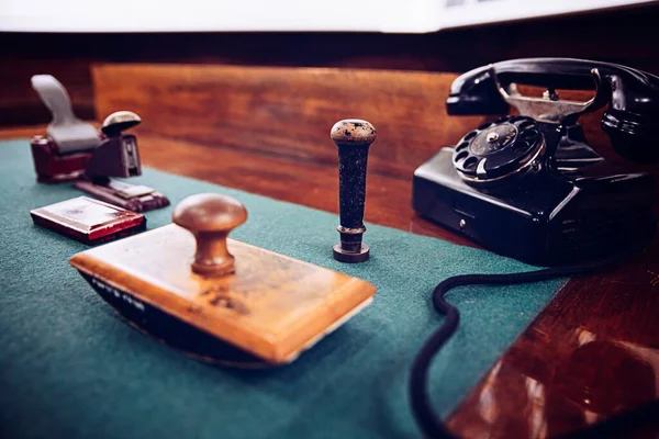 Old vintage notary public stamper. Notary office — Stock Photo, Image