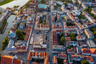Aerial drone view on Opole city center and old town. clipart