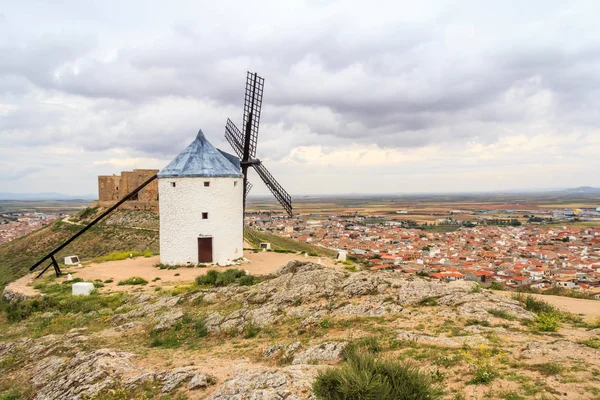 Windmill Overlooking Town Consuegra Spain — Stock Photo, Image