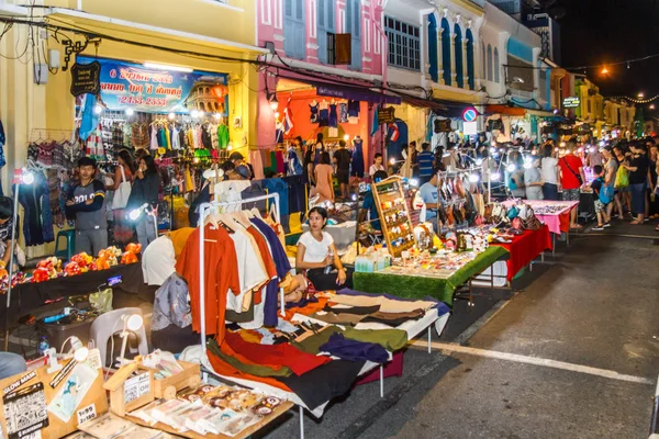 Phuket Town Thaiföld Augusztus 2018 Forgalmas Vasárnap Walking Street Piac — Stock Fotó