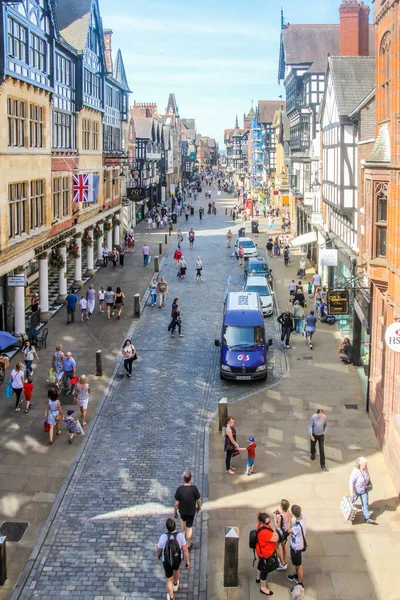 Chester England 16Th August 2016 View Eastgate Street Street Busy — Stock Photo, Image