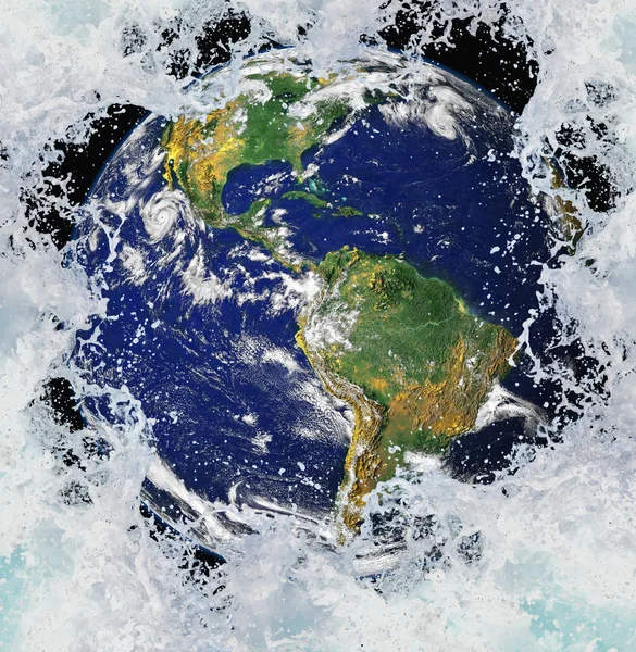Global warming illustration with rising seas