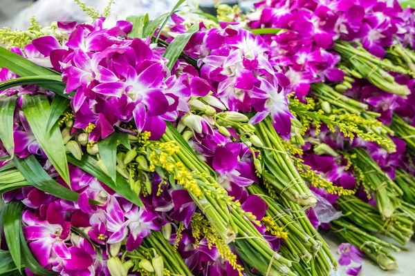 Bunches Purple Orchids Pak Khlong Talad Flower Market — Stock Photo, Image