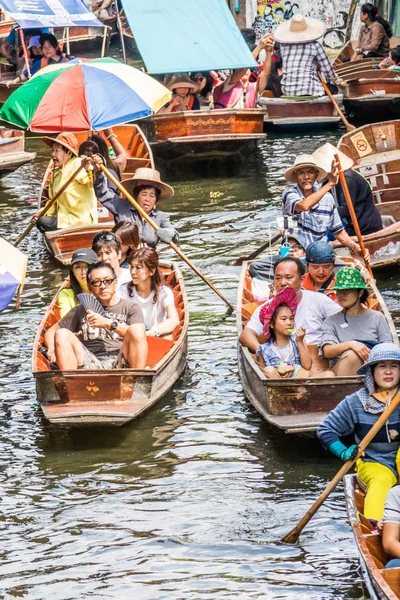 Damnoen Saduak Thailand Oktober 2018 Touristen Booten Auf Dem Schwimmenden — Stockfoto