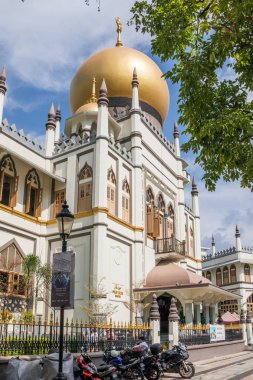 Singapur - 22 Aralık 2018: Arap çeyreğinde Tthe Sultan Camii, Kampong Glam alanında bu
