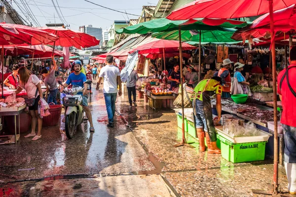 Bangkok Tailandia Octubre 2018 Escena Típica Mercado Khlong Toei Mercado — Foto de Stock