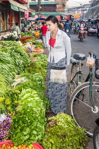 Mae Sot Tayland Birmanya Kız Mağaza Sebze Piyasada Şehirde Birçok — Stok fotoğraf