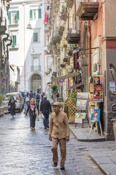 Neapel Italien September 2017 Menschen Gehen Auf Einer Straße Viele — Stockfoto