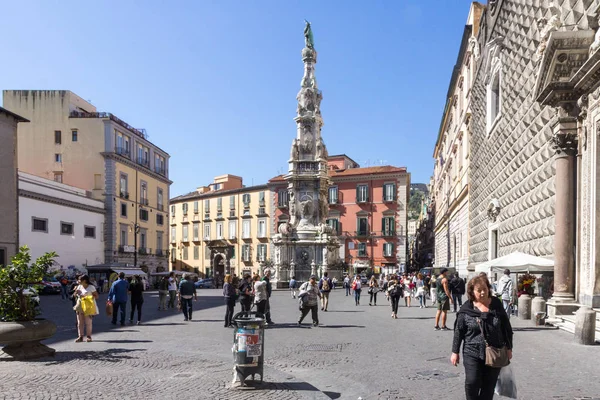 Spire Neposkvrněné Panny Marie Piazza Del Ges Nuovo Věž Byla — Stock fotografie