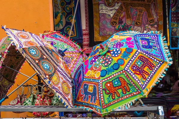 Colourful ethnic umbrellas — Stock Photo, Image