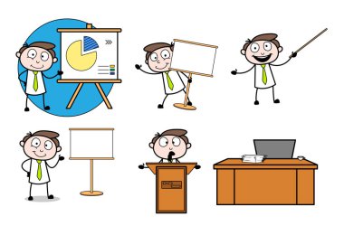 Çeşitli sunumlar karikatür profesyonel işadamı topluluğu