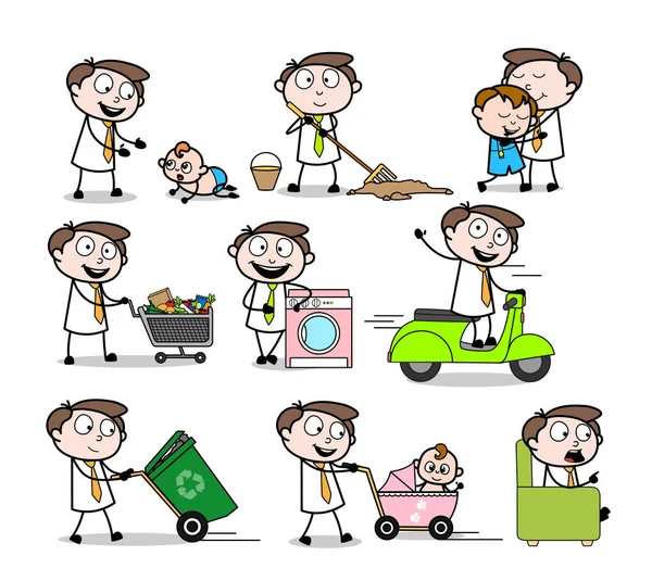 Coleção de vários desenhos animados Trabalho profissional tarefas domésticas — Vetor de Stock