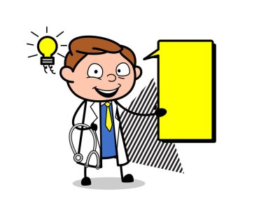 Mutlu karikatür psikiyatrist ile Banner vektör