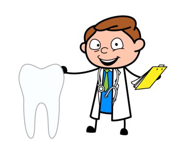 Çizgi film dişçi doktor diş vektör ile