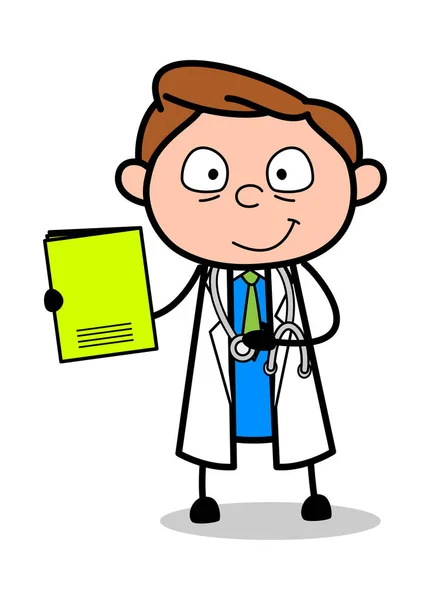 Cartoon Doctor Presenting a Notebook Vector — Stock Vector
