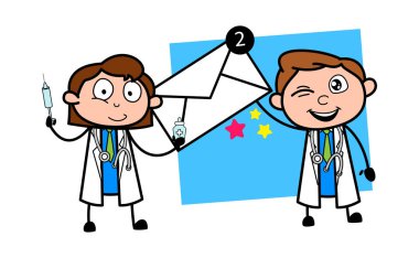 Mesaj gösterilen çizgi film doktorlar kavramı vektör