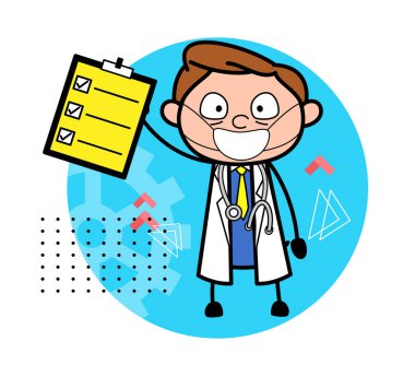 Çizgi film doktor raporu ve Yapılacaklar listesi vektör çizim ile