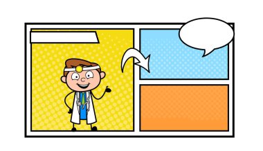 Çizgi film doktor sunulması boş çizgi film şeridi vektör Illustra