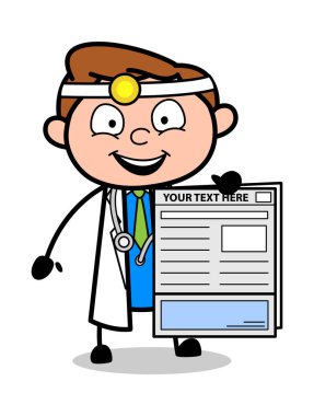 Çizgi film doktor gösteren bir rapor vektör çizim