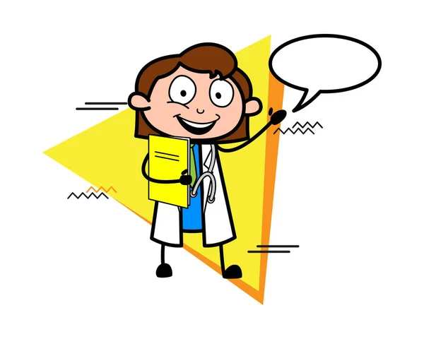 Feliz Doctor de Dibujos Animados con Voz Bubble Vector — Archivo Imágenes Vectoriales