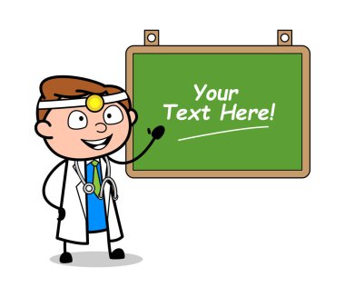 Mutlu karikatür doktor kurulu vektör sunulması