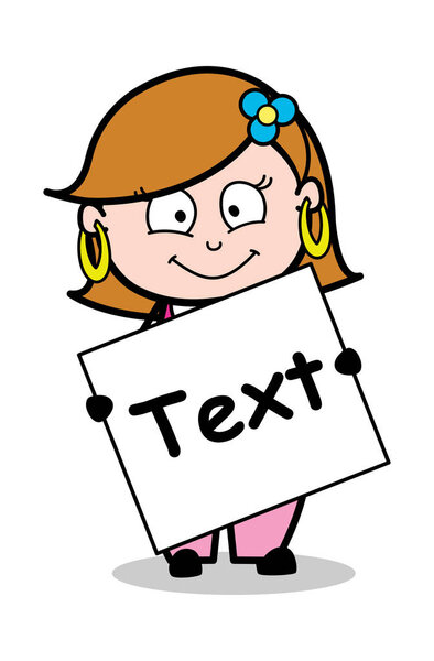 Симпатичная счастливая карикатурная леди, снимающая пластырь на бланке
