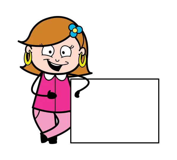 Kreslená Lady s prázdné desky — Stockový vektor