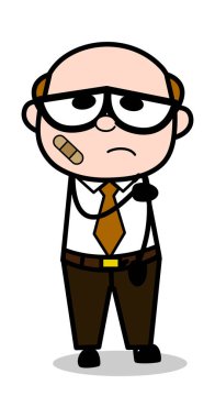 Hurt-Retro karikatür ofis eski patron adam vektör Illüstrasyon