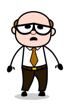 Çaresiz-Retro karikatür ofis eski patron adam vektör Illüstrasyon