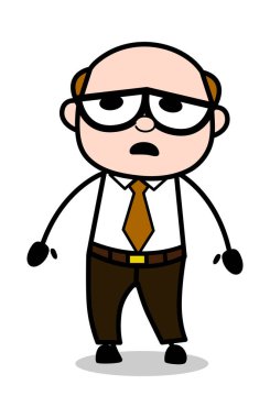 Dehşete-Retro karikatür ofis eski patron adam vektör ıllustratio
