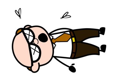 Ölü-Retro karikatür ofis eski patron adam vektör Illüstrasyon