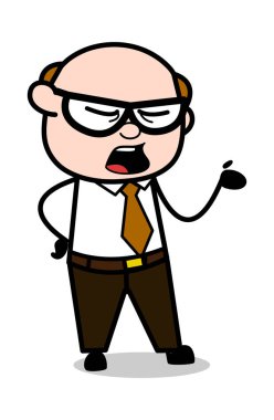 Bağırma-Retro karikatür ofis eski patron adam vektör Illüstrasyon