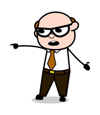 Ön işaret-Retro karikatür ofis eski patron adam vector Ill